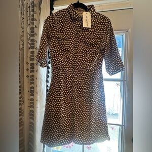 Sm Wardrobe Size Small corduroy Dress Brown with cream design